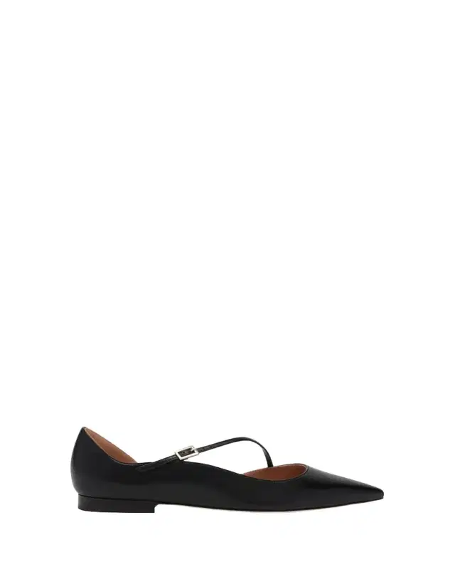 Bettina Nappa Leather Cross Strap Ballerina Flats