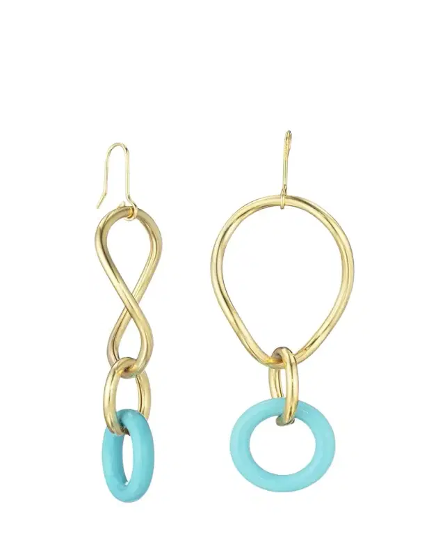 FARAONE MENNELLA by R.F.M.A.S. 18K Yellow Gold Small Turquoise Stella Drop Earrings