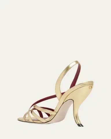 Valentino Garavani Fetishique Metallic Leather Sandals | Thumbnail 2 Valentino Garavani Fetishique Metallic Leather Sandals | Thumbnail 2