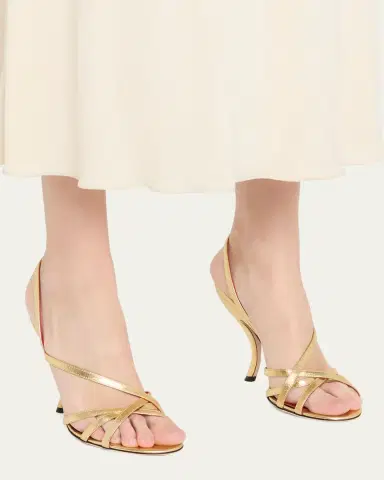 Valentino Garavani Fetishique Metallic Leather Sandals | Thumbnail 4 Valentino Garavani Fetishique Metallic Leather Sandals | Thumbnail 4