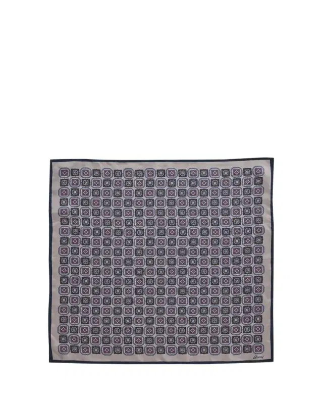 Men's Medallion Print Silk Pocket Square
