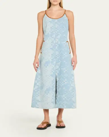 Ramy Brook Luna Checkered Denim Midi Dress | Thumbnail 2