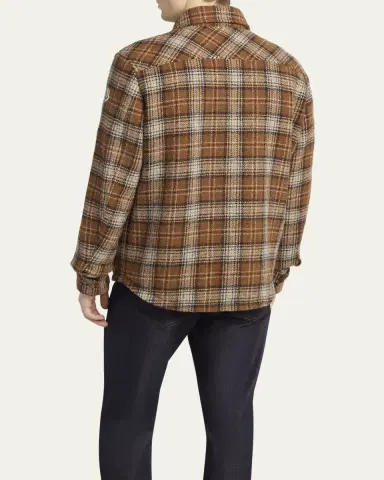 Moncler Men's Wool Check Snap-Front Shirt | Thumbnail 3