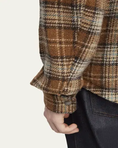 Moncler Men's Wool Check Snap-Front Shirt | Thumbnail 5