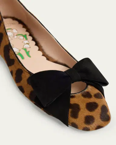 Valentino Garavani Bowow Leopard Calf Hair Ballerina Flats | Thumbnail 3