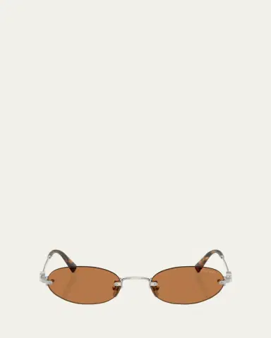Miu Miu Rimless Metal Oval Sunglasses | Thumbnail 4