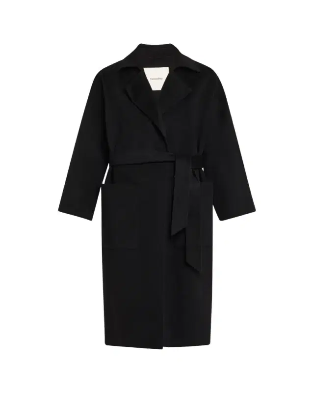 Alamo Wool-Blend Long Wrap Coat