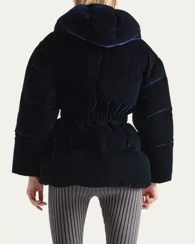 Prada Cinched Velvet Puffer Jacket | Thumbnail 4 Prada Cinched Velvet Puffer Jacket | Thumbnail 4