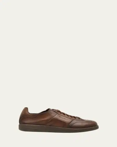 Santoni Men's Soft Burnished Calfskin Slip-On Sneakers | Thumbnail 4