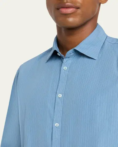 Massimo Alba Men's Genova Stripe Cotton Button-Down Shirt | Thumbnail 3 Massimo Alba Men's Genova Stripe Cotton Button-Down Shirt | Thumbnail 3