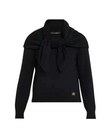 Oscar de la Renta Crewneck Cashmere Sweater With Removable Scarf | Thumbnail 1 Oscar de la Renta Crewneck Cashmere Sweater With Removable Scarf | Thumbnail 1