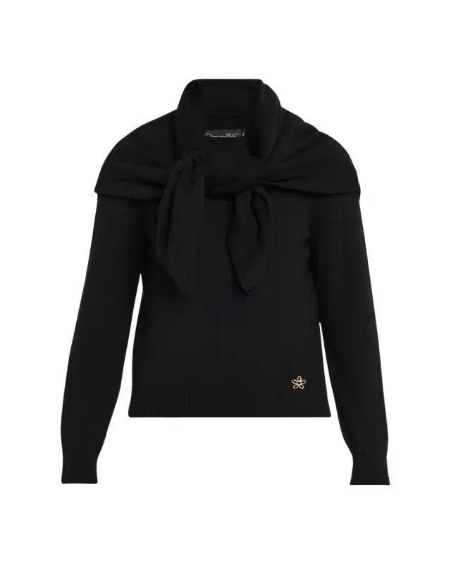 Crewneck Cashmere Sweater With Removable Scarf