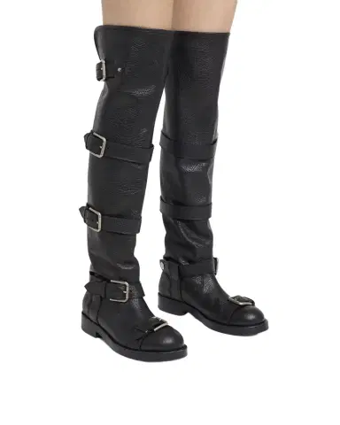 Dolce & Gabbana Leather Buckle Over-The-Knee Boots | Thumbnail 1