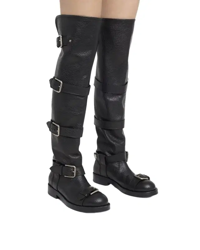 Leather Buckle Over-The-Knee Boots