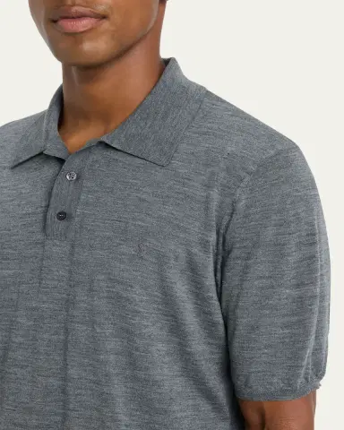 Saint Laurent Men's Cassandre Wool Short-Sleeved Polo Shirt | Thumbnail 5
