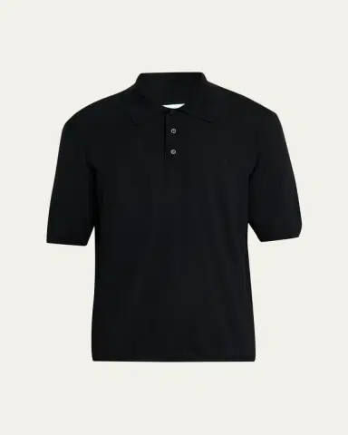 Saint Laurent Men's Cassandre Wool Short-Sleeved Polo Shirt | Thumbnail 6