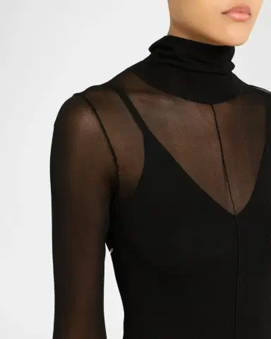Jason Wu Collection Turtleneck Sheer Knit Long-Sleeve Maxi Dress | Thumbnail 3