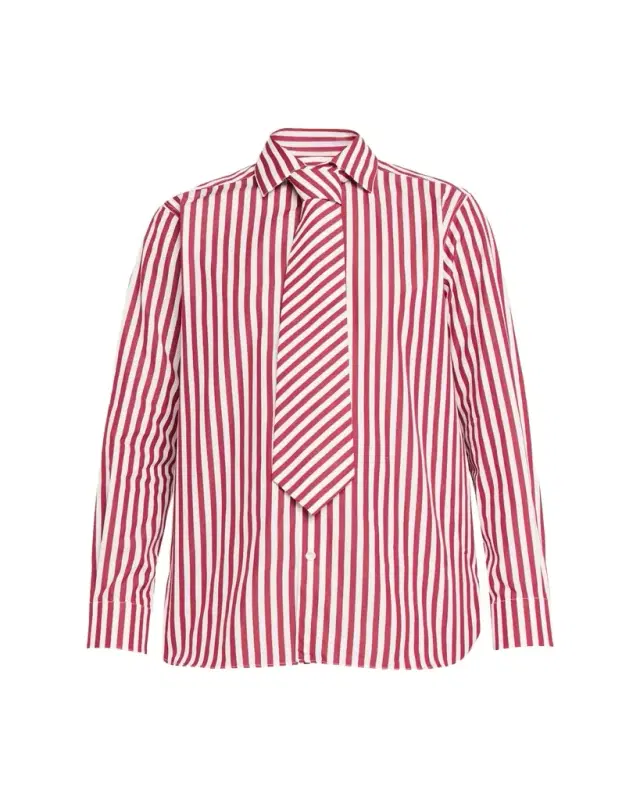 Sebline Striped Neck-Tie Button-Down Shirt