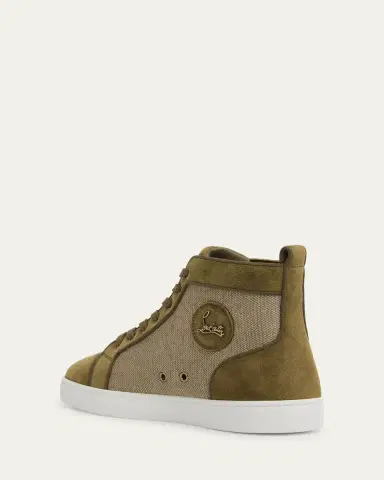 Christian Louboutin Men's Louis Textile and Suede Red-Sole High-Top Sneakers | Thumbnail 5 Christian Louboutin Men's Louis Textile and Suede Red-Sole High-Top Sneakers | Thumbnail 5