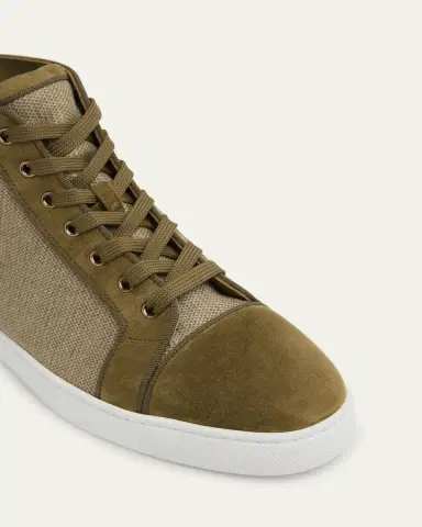 Christian Louboutin Men's Louis Textile and Suede Red-Sole High-Top Sneakers | Thumbnail 6 Christian Louboutin Men's Louis Textile and Suede Red-Sole High-Top Sneakers | Thumbnail 6