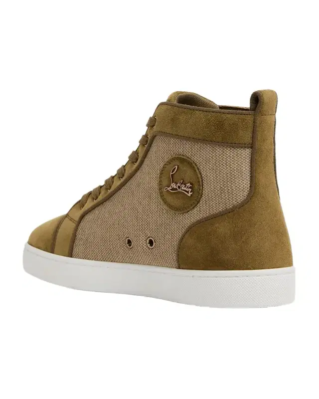 Men's Louis Textile and Suede Red-Sole High-Top Sneakers Men's Louis Textile and Suede Red-Sole High-Top Sneakers