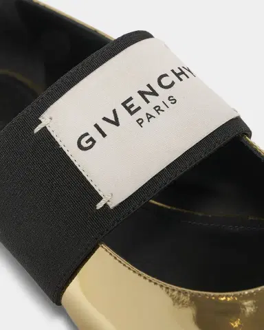 Givenchy Square Label Metallic Leather Ballerina Flats | Thumbnail 2