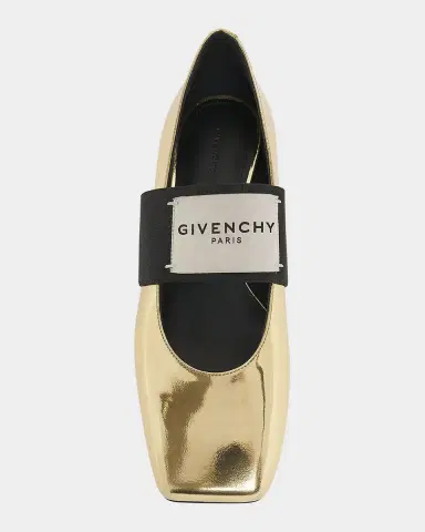 Givenchy Square Label Metallic Leather Ballerina Flats | Thumbnail 3