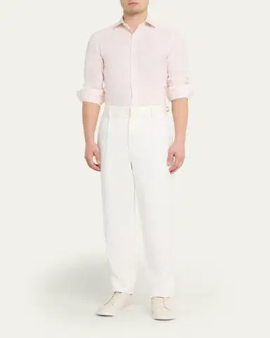 Zegna Men's Cotton and Cashmere Pinstripe Slim-Fit Sport Shirt | Thumbnail 2 Zegna Men's Cotton and Cashmere Pinstripe Slim-Fit Sport Shirt | Thumbnail 2