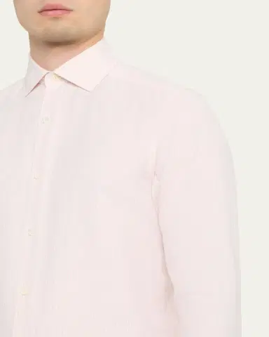 Zegna Men's Cotton and Cashmere Pinstripe Slim-Fit Sport Shirt | Thumbnail 5 Zegna Men's Cotton and Cashmere Pinstripe Slim-Fit Sport Shirt | Thumbnail 5