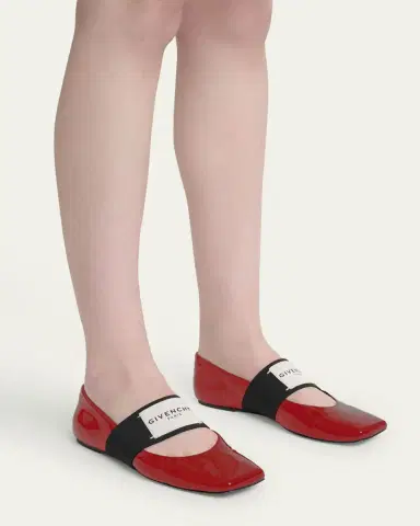 Givenchy Sliced Square Label Patent Leather Ballerina Flats | Thumbnail 3