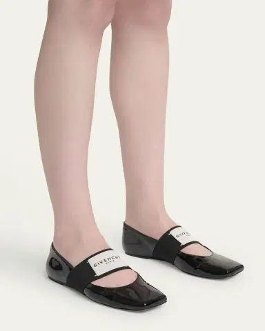 Givenchy Sliced Square Label Patent Leather Ballerina Flats | Thumbnail 8