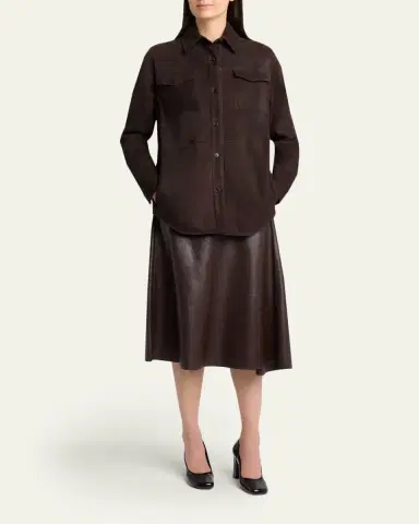 The Row Hedora Leather Midi Skirt | Thumbnail 2
