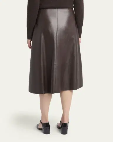 The Row Hedora Leather Midi Skirt | Thumbnail 3