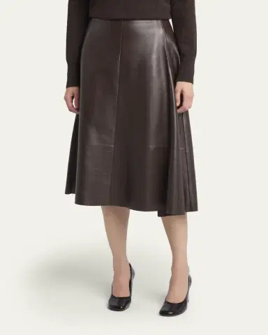 The Row Hedora Leather Midi Skirt | Thumbnail 4