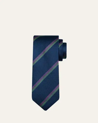 Charvet Men's Diagonal Stripe Silk Tie | Thumbnail 5 Charvet Men's Diagonal Stripe Silk Tie | Thumbnail 5