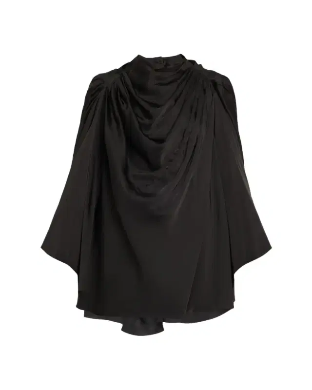 Long-Sleeve Draped Cape Tunic