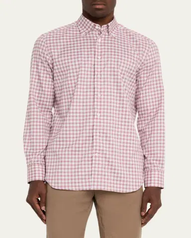 Bergdorf Goodman Men's Plaid Button-Front Dress Shirt | Thumbnail 4