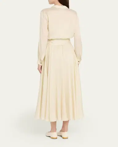 Loro Piana Nevis Belted Silk Jacquard Midi Shirtdress | Thumbnail 3
