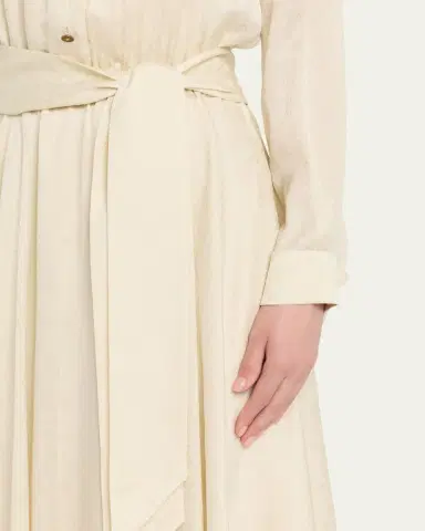 Loro Piana Nevis Belted Silk Jacquard Midi Shirtdress | Thumbnail 5