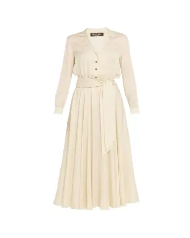 Loro Piana Nevis Belted Silk Jacquard Midi Shirtdress | Thumbnail 1