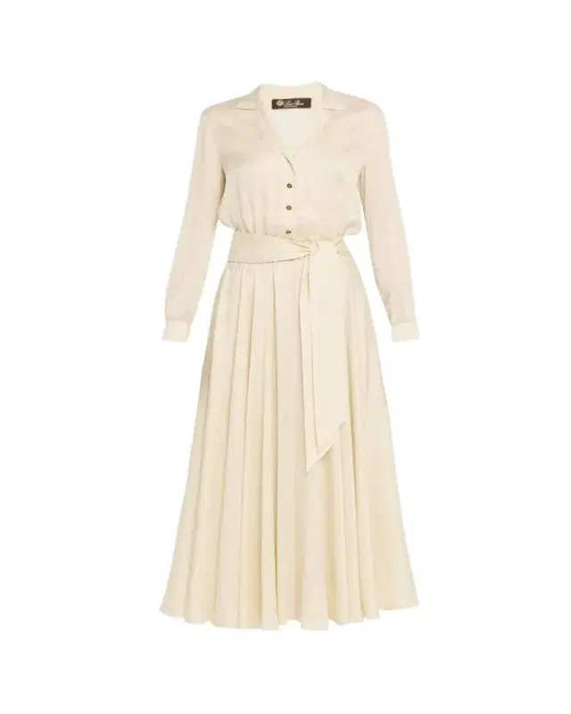 Nevis Belted Silk Jacquard Midi Shirtdress