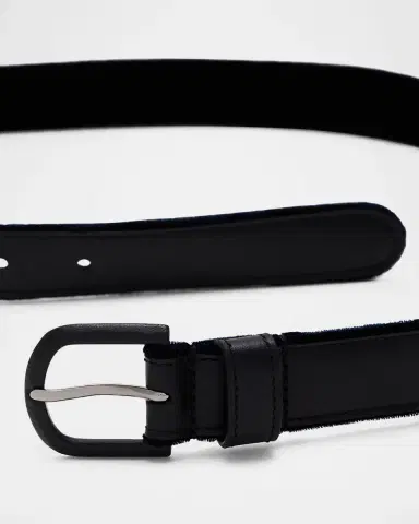 Giorgio Armani Men's Velvet-Trim Leather Belt | Thumbnail 2