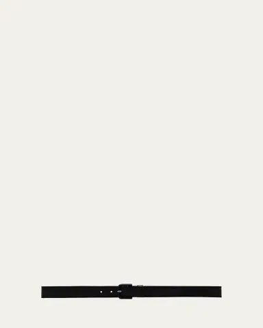 Giorgio Armani Men's Velvet-Trim Leather Belt | Thumbnail 3