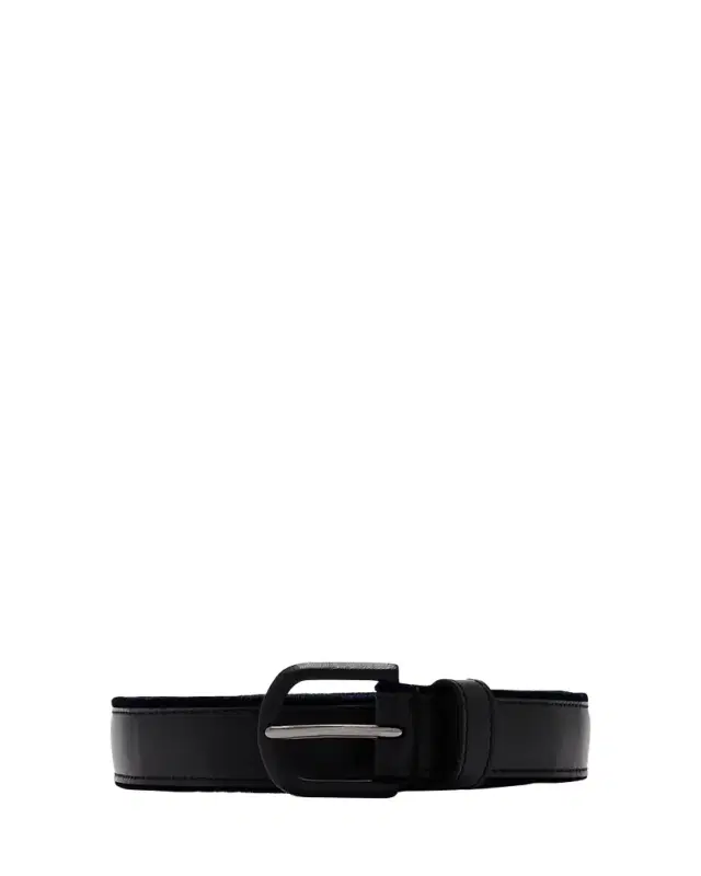 Men's Velvet-Trim Leather Belt