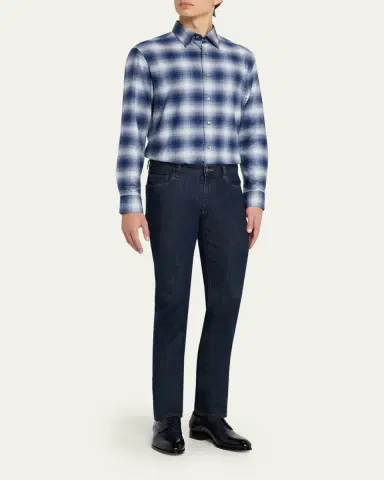 Brioni Men's Cotton Flannel Check Sport Shirt | Thumbnail 2 Brioni Men's Cotton Flannel Check Sport Shirt | Thumbnail 2