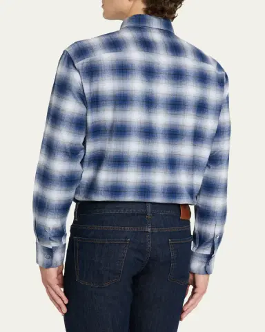Brioni Men's Cotton Flannel Check Sport Shirt | Thumbnail 3 Brioni Men's Cotton Flannel Check Sport Shirt | Thumbnail 3