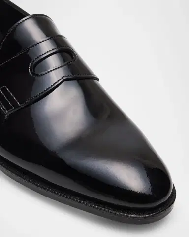 John Lobb Men's Jamie Patent Leather Penny Loafers | Thumbnail 2
