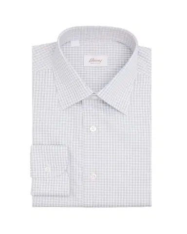 Brioni Men's Classic-Fit Micro-Check Cotton Dress Shirt | Thumbnail 1