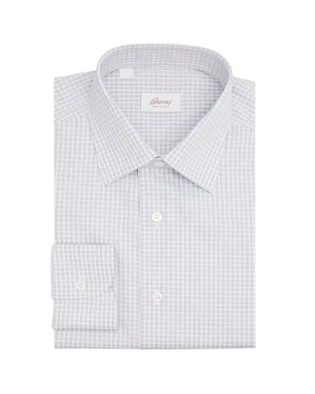 Men's Classic-Fit Micro-Check Cotton Dress Shirt