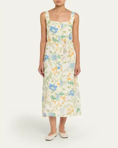 Hannah Artwear Paloma Bloom Button-Front Linen Dress | Thumbnail 2 Hannah Artwear Paloma Bloom Button-Front Linen Dress | Thumbnail 2